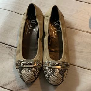 AGL snake skin accent tan flats size 38.5